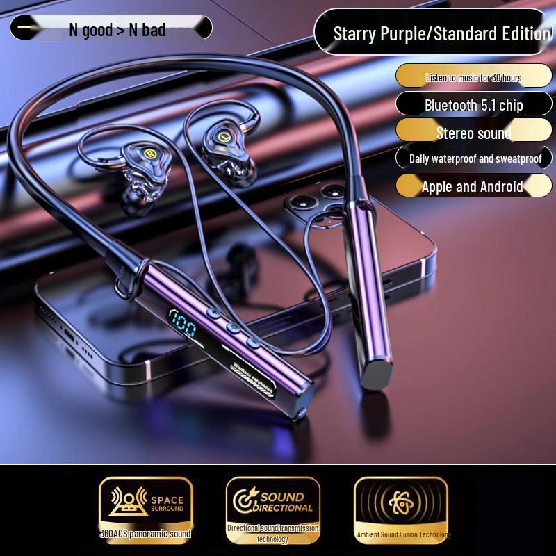 2025 Bluetooth Neckband Headphones: Wireless, Long Battery, Sport, In-Ear, Metallic Sound