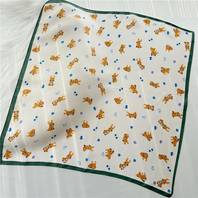 53*53cm Square Silk Scarf Women's Fashion Printed Small Neck Scarf Office Women's Hair Belt Folar Handkerchief Women's Handkerchief Scarf