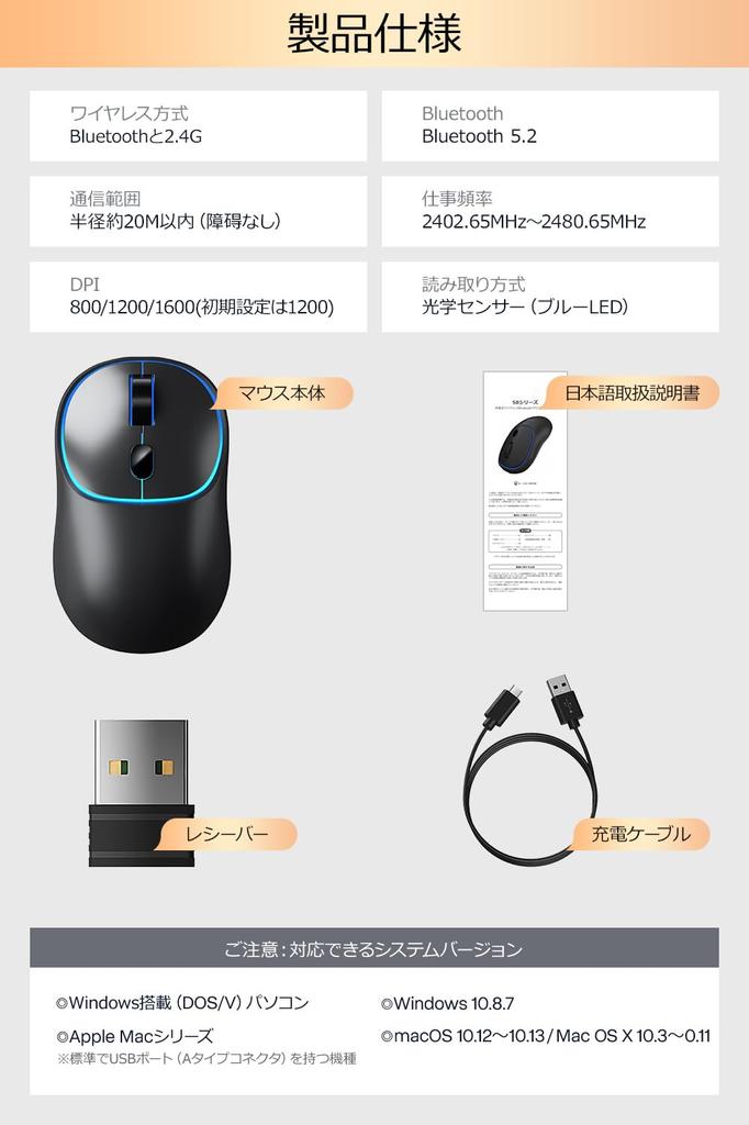 Беспроводная мышь Bluetooth Беспроводная мышь Переключение DPI Бесшумная мышь Симметричная модель Тонкая Высокочувствительная подсветка RGB с функцией дыхания Зарядка