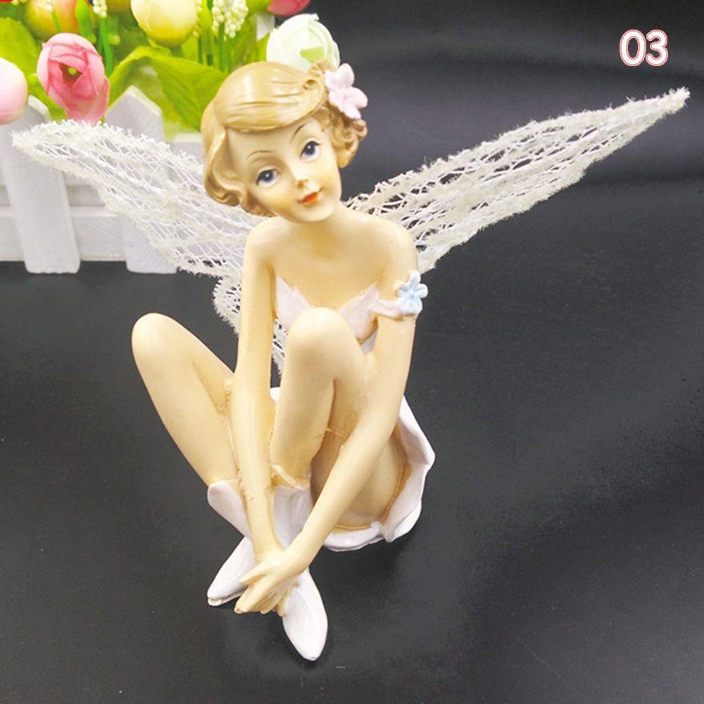 landscape Toy Figures Flower Ornaments  Flying Flower Fairy Garden Car Cake Decor White Angel Doll