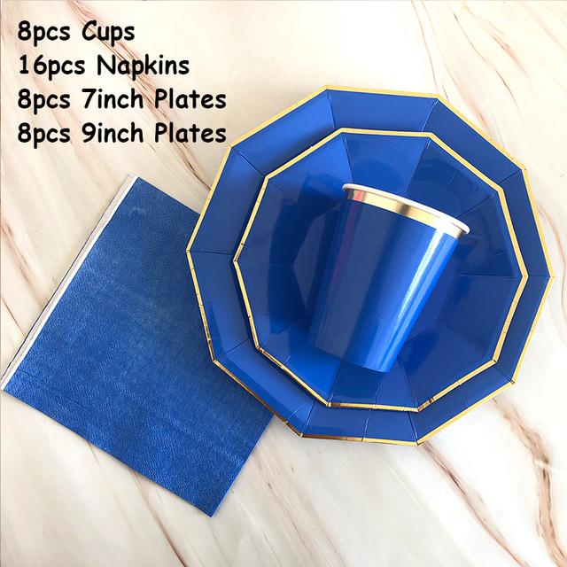 40 шт./лот одноразовая посуда набор золотых вечерние однотонные бумажные стаканчики тарелки день рождения детский душ карнавал свадьба декор принадлежности