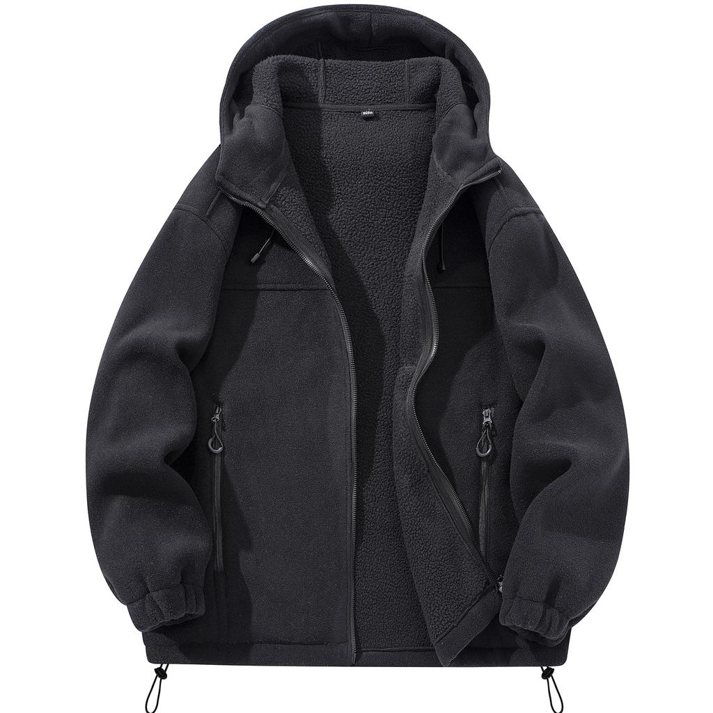 Большой размер осень и зима новая мужская уличная теплая флисовая куртка куртка с капюшоном