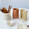Плетёная бамбуковая подставка для чашек, ретро-коробка для хранения чайных чашек, удобный диспенсер для бумажных стаканчиков, чайная церемония