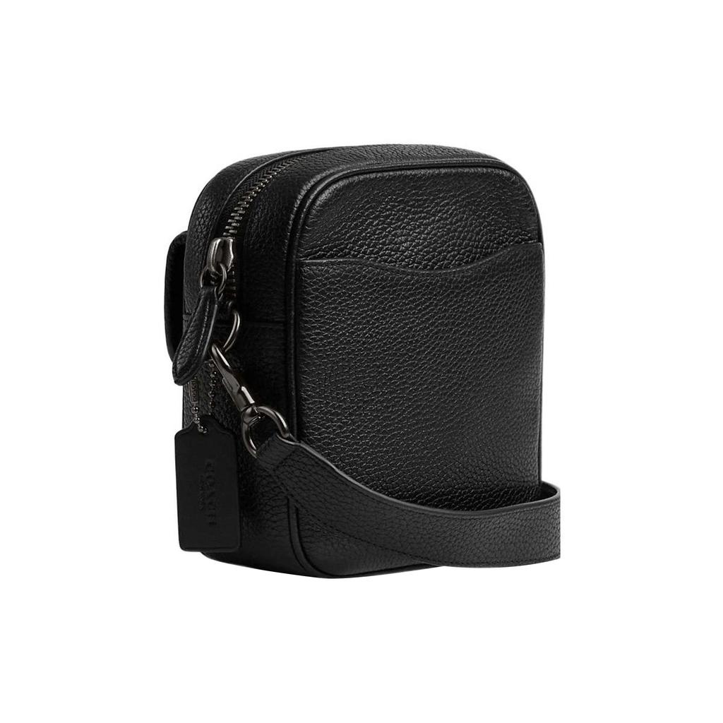 Coach 15 Solid Color Letter Logo Zipper Camera Bag Men Shoulder Bag Black CJ736-BLK