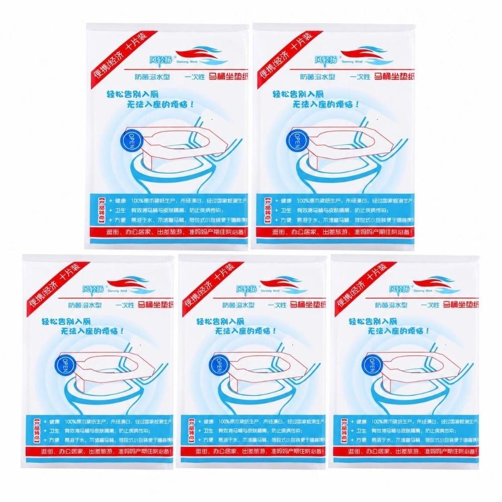 50 PCS Disposable Toilet Seat Mats 10pcs Per Pack Toilet Paper Pads Toilet Covers Public Restroom