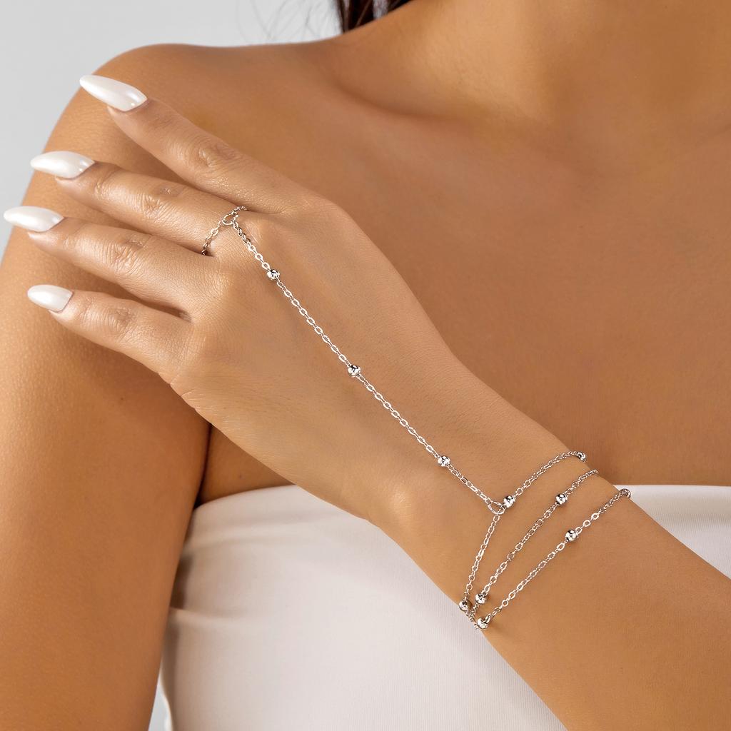 Dainty Boho Satellite Bead Finger Bracelet for Women Sexy Gold Color Hand Harness Chain Minimalist Valentine Summer Jewelry Gift