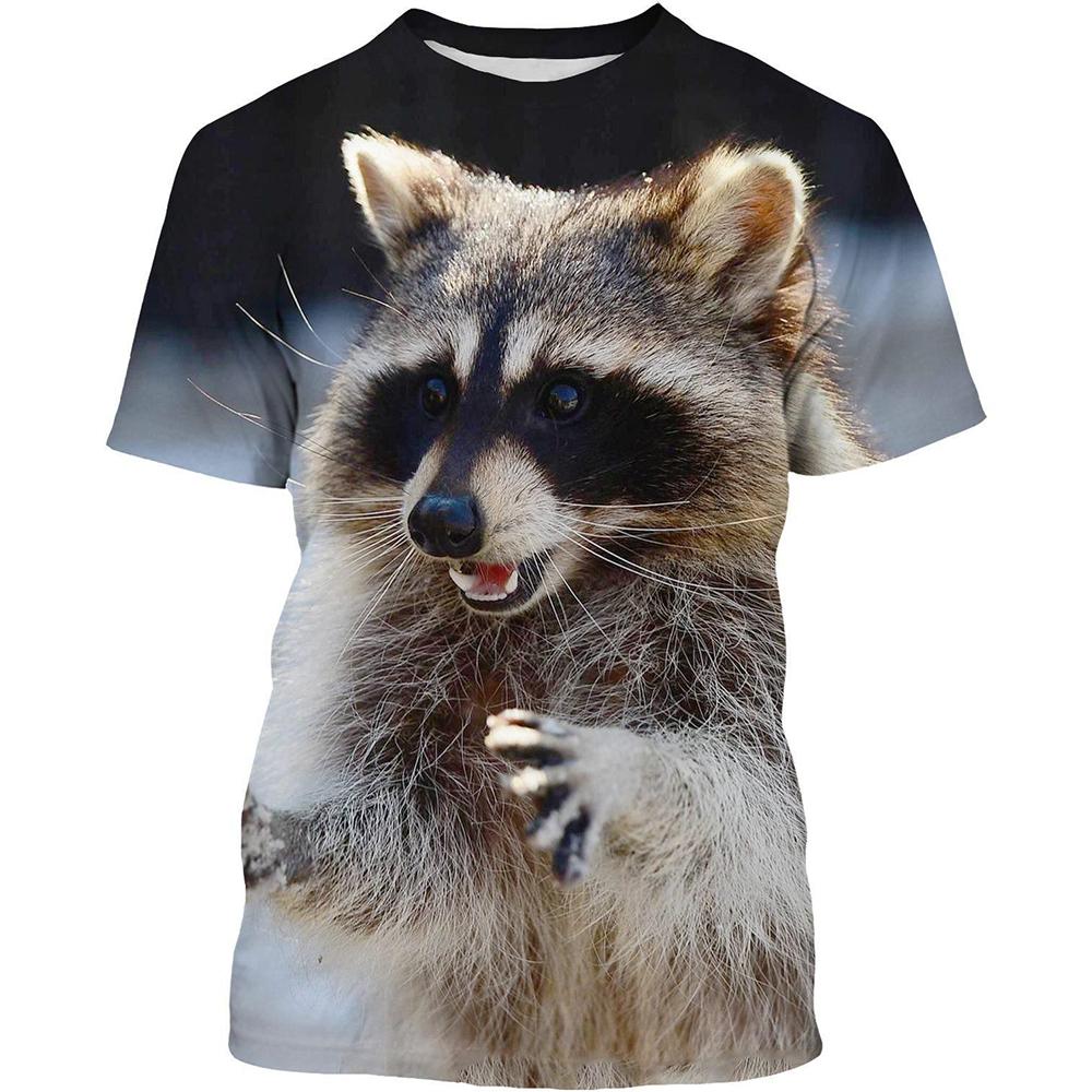 New Raccoon T-Shirts Cute Animal 3D Print Streetwear Men Women Casual Fashion Oversized T Shirt Kids Boy Girl Tees Tops Clothing