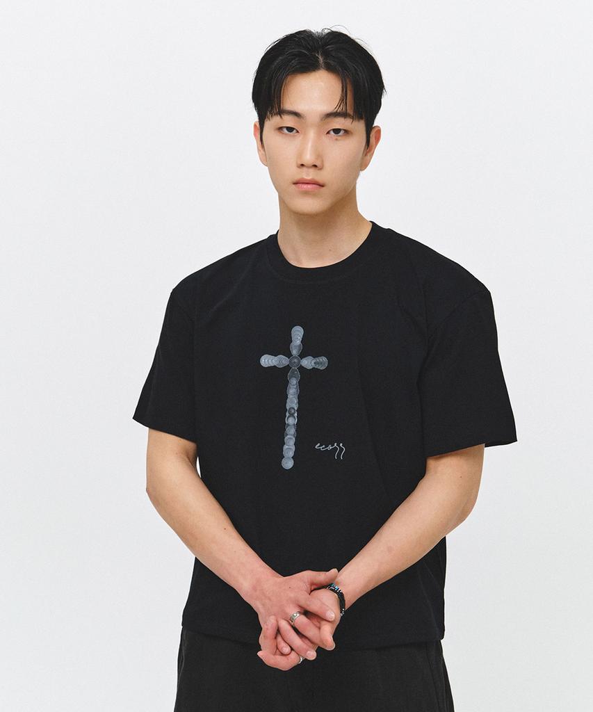ECORR Spear Cross Artwork Crop Short Sleeve T-Shirt_Black