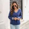 Autumn and Winter Striped Lapel Sweater Women's Loose Long Sleeve Knitwear