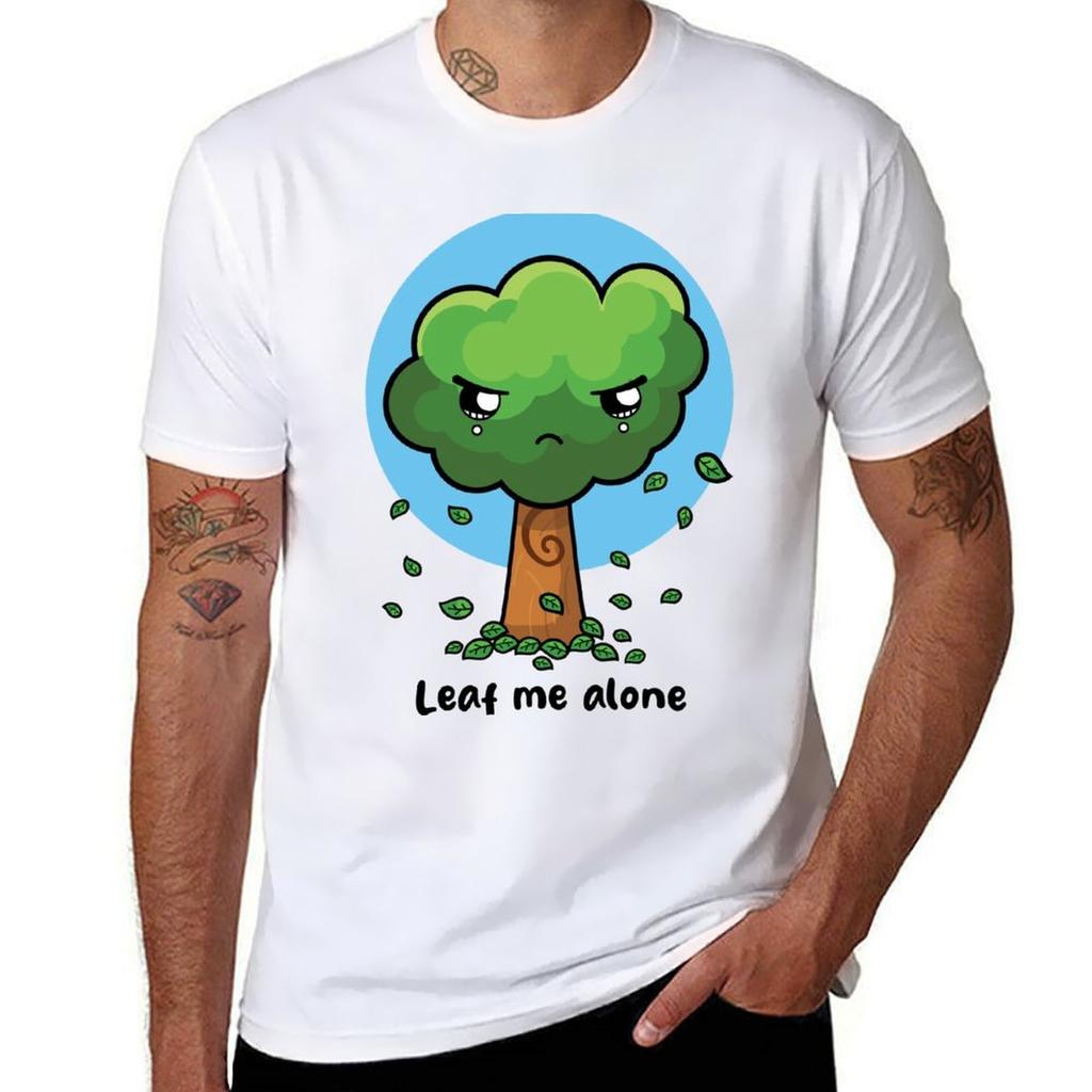 Leaf me alone (on light colors) TShirt Daily Casual Short Sleeve Tee Shirt