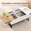 Extendable Coffee Table, Modern Living Room Table with Sliding Top, Hidden Storage, and Steel Legs, White