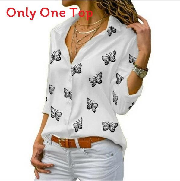 Cotton Butterfly Print Shirt With Spliced Design For Office Wear