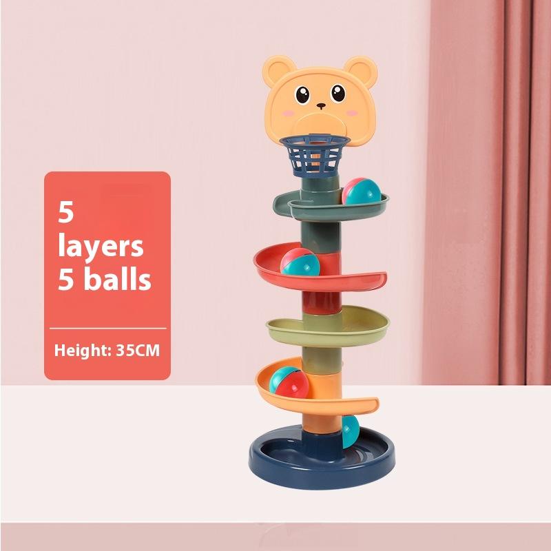 Стрельба, укладка, веселье, поворот, детская забавная дорожка, скользящая башня с мячом, детское образование, раннее образование, катящаяся игрушка с мячом