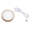 Round Wood Lighted Base Stand USB Powered 3 Color Temperature 10 Level Brightness Button Control