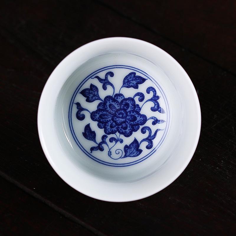 Vintage Blue & White Ceramic Tea Cup with Custom Logo