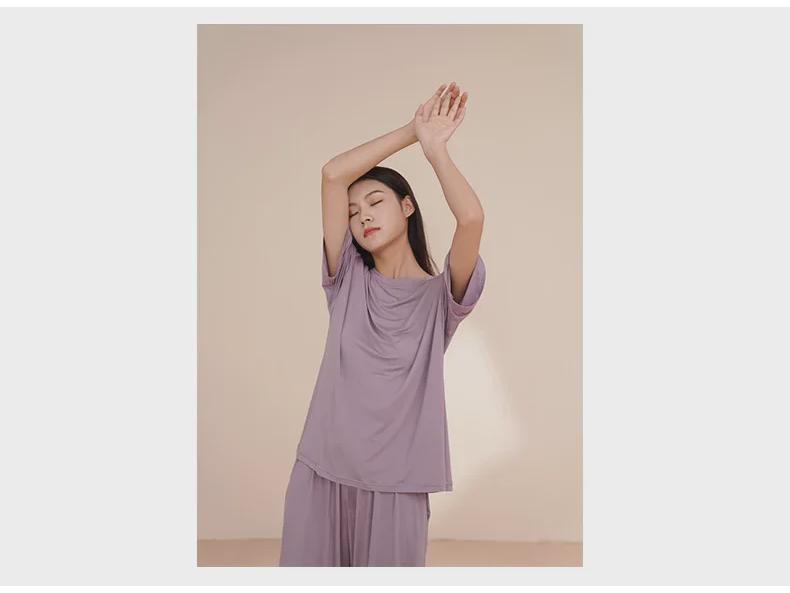 Женский летний пижамный комплект из модального хлопка с короткими рукавами и нагрудной накладкой