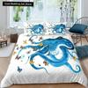 Комплект постельного белья «Осьминог» сине-голубой «Щупальца осьминога» для двойного постельного белья Sealife Ocean Sea Animal Queen King Полиэстеровый пододеяльник