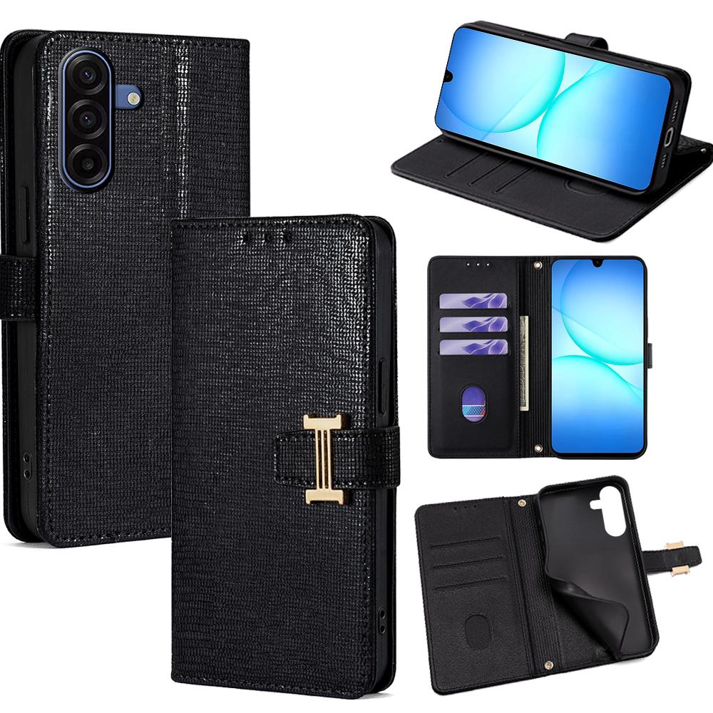 For Samsung Galaxy A17 5G Case Metal I-Buckle PU Leather Wallet Phone Cover