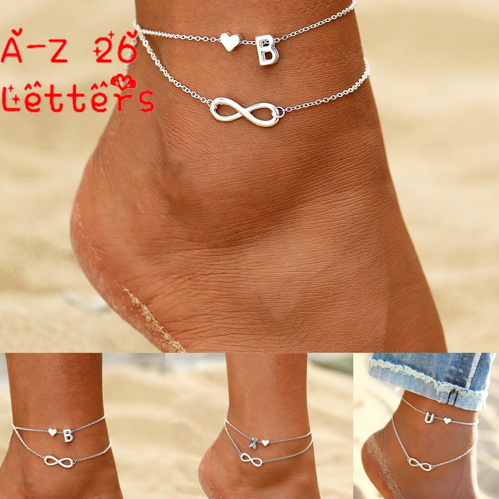 26 Letters Simple Fashion Heart Peach Infinite Shape Diy Handmade Anklet Multilayer Bracelet Jewelry AVE