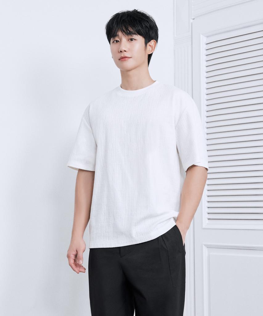 MINDBRIDGE Textured Semi-Oversized T-Shirt - 2 Colors Myts3125