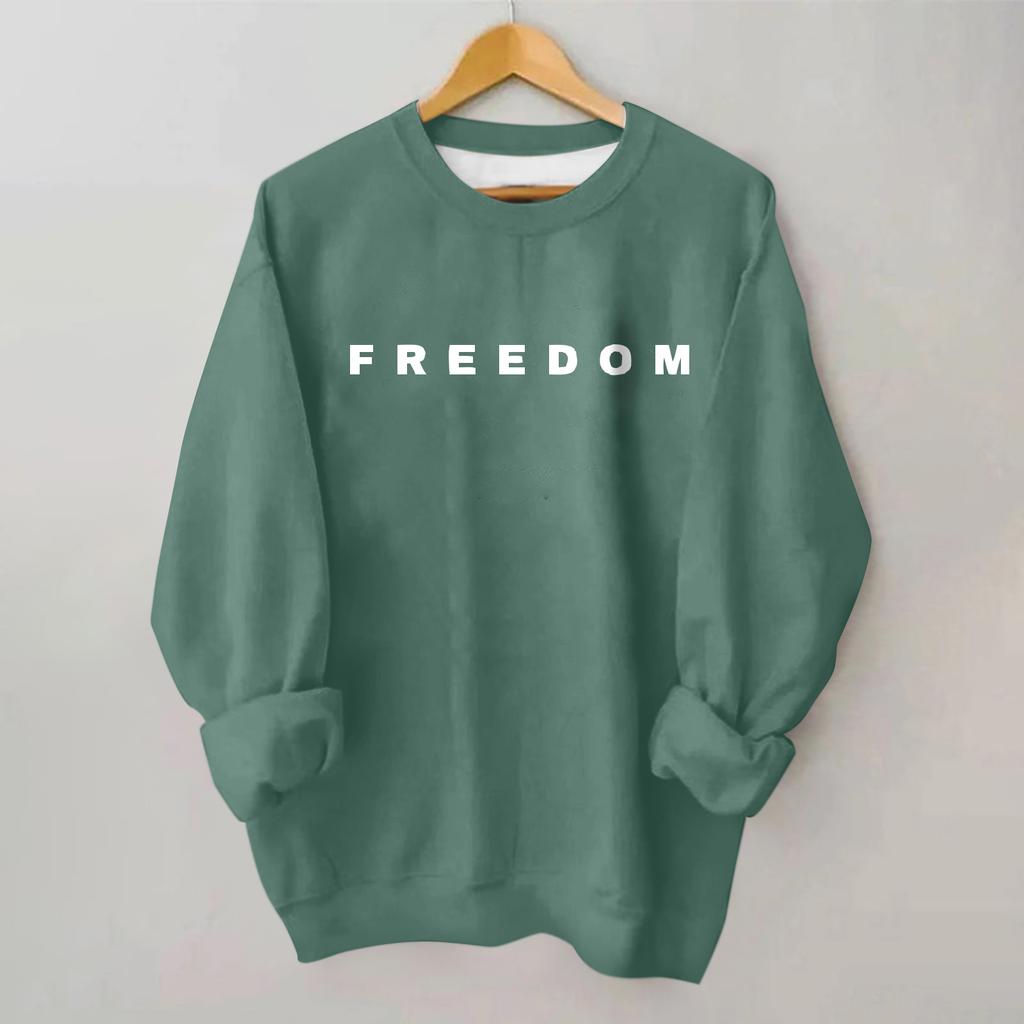 Women's Loose And Comfortable Round Neck Long Sleeved Sweatshirt With Printed Text