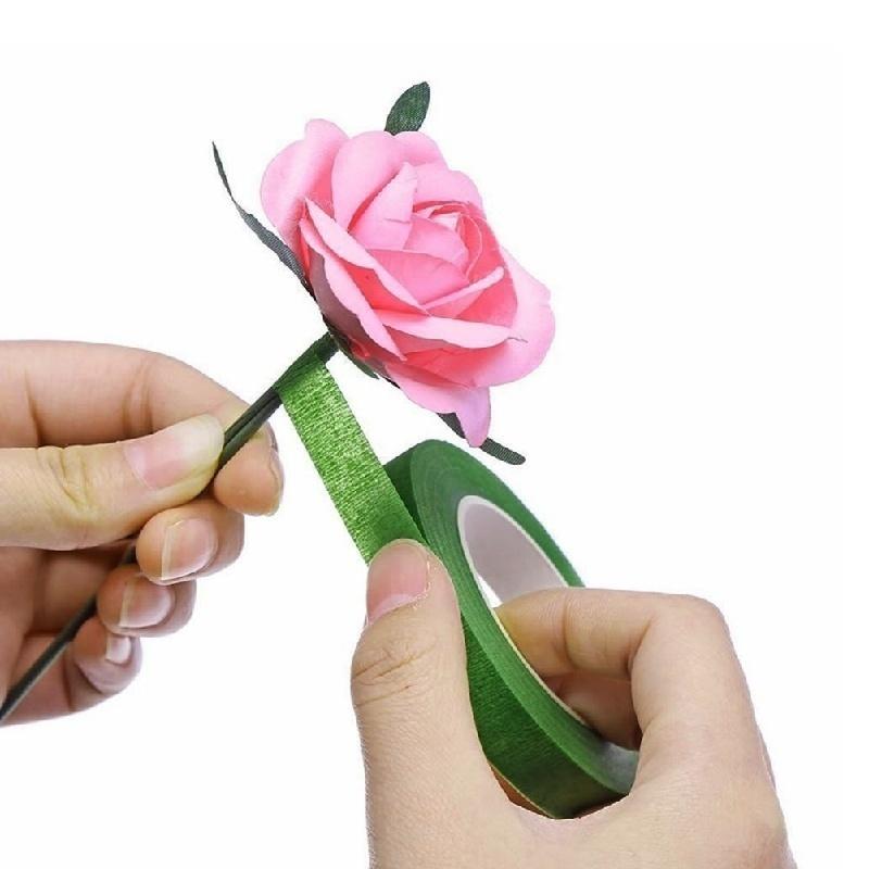 12 мм самоклеящаяся зеленая бумажная лента с цветочным узором для гирлянды, венков, сделай сам, искусственный шелковый цветок