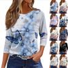 Women's Fashion Casual Loose 3/4 Sleeve Striped Printed Round Neck Top