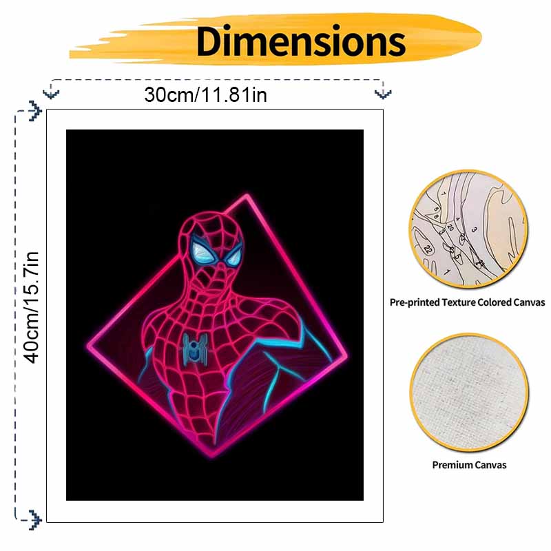Neon SpiderMan Oil Art Painting Kit Home Wall Decor Handmade Gift Modern Glowing Marvel Character Canvas DIY Projects Room Decoration