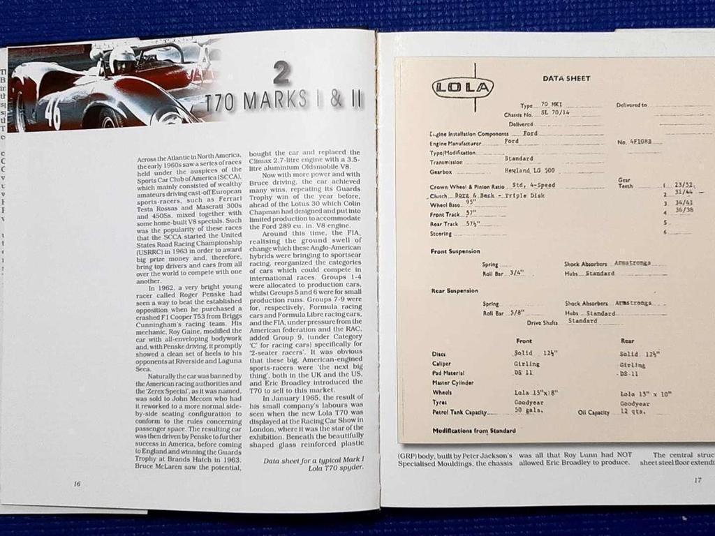 [Б/У] Иностранная книга LOLA T70 История гонок & ~ Треснувший корешок