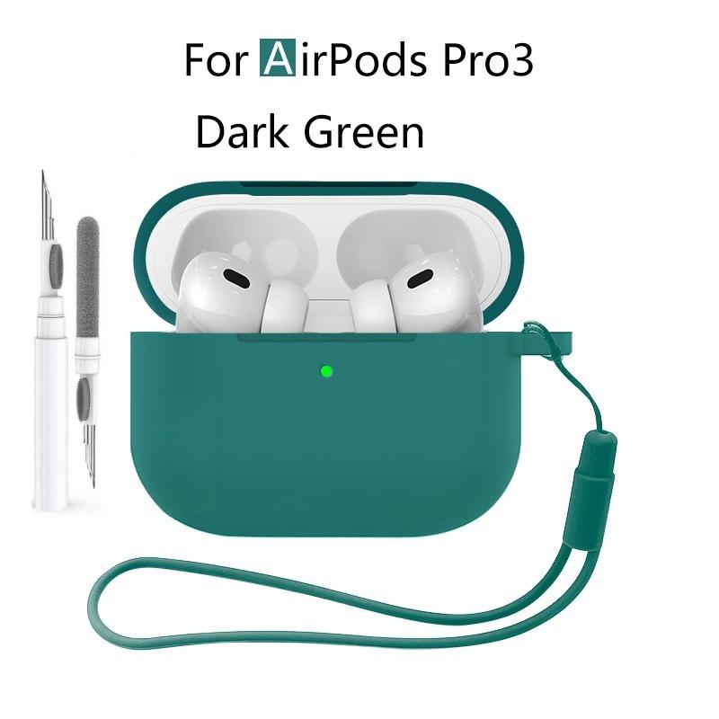 Новый 2025 Чехол для Apple Airpods Pro 3 Мягкий силиконовый Полная защитная крышка с чистящим набором и брелком для чехла Airpods Pro 3