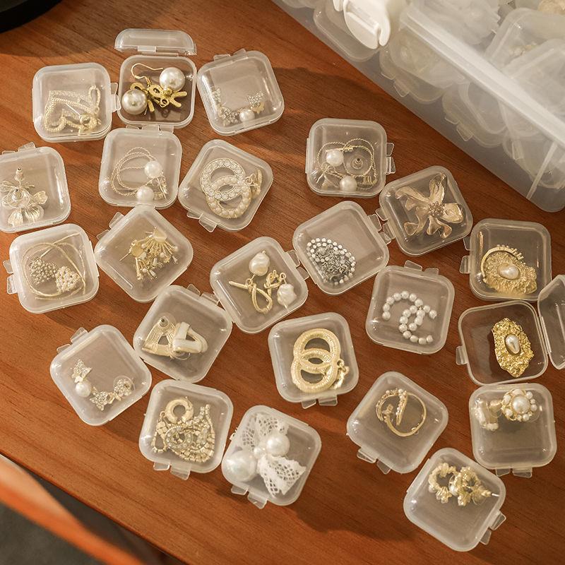 Мини-пластиковый квадратный прозрачный органайзер для ожерелий, сережек, колец, ювелирных изделий, упаковочных коробок, контейнеров для хранения