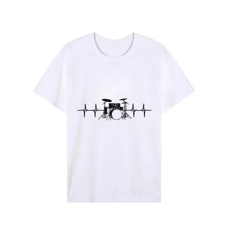 Мужская футболка с коротким рукавом, футболка с графикой «Сердцебиение, страстный барабанщик», мужская оверсайз уличная одежда, женские летние топы