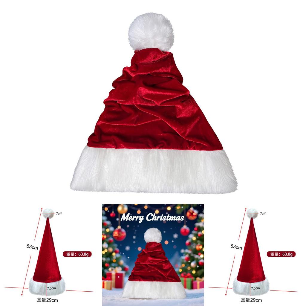 Christmas Santa Hat With Velvet Fabric For Holiday Costume Party