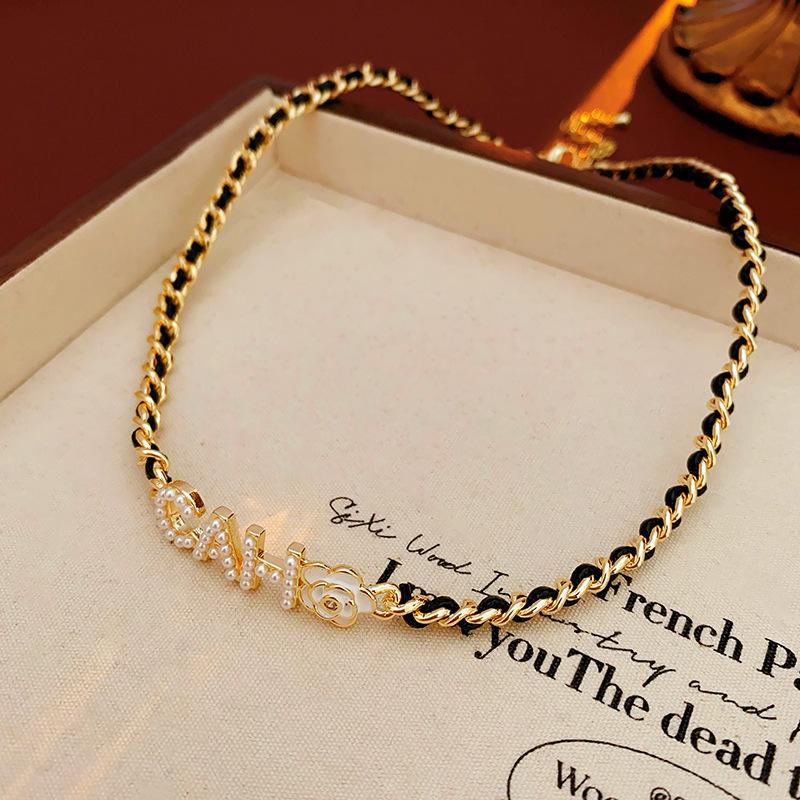 14K Gold Electroplated Camellia Initial Necklace - Elegant, Versatile Clavicle Chain for Women