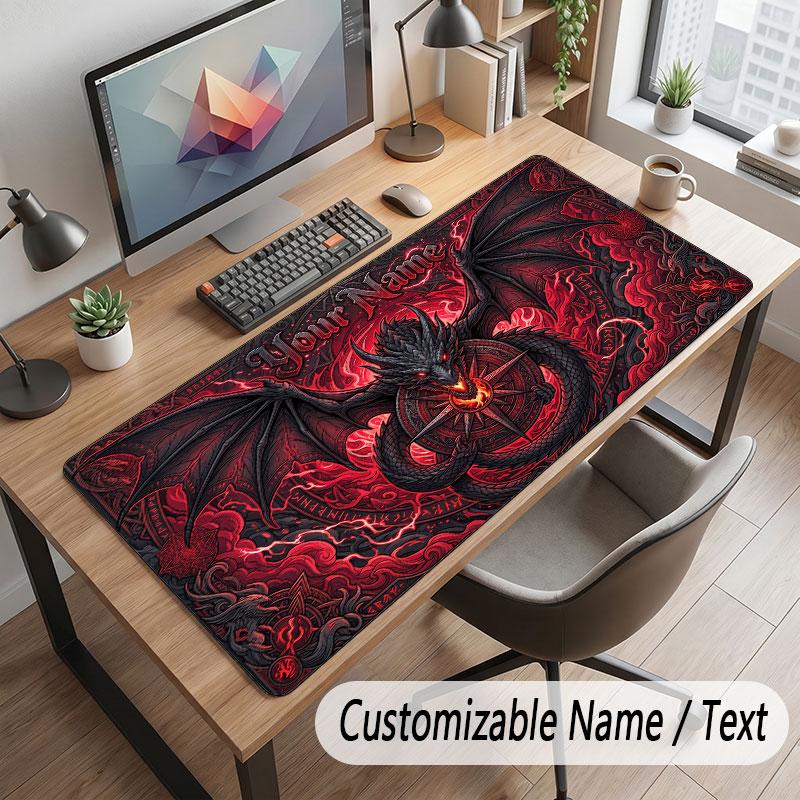 Dragon Theme Customized Mouse Pad Personalized Print Name Text Desk Mat For Home Office Table Decor