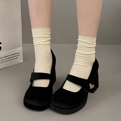 Модные трендовые туфли Женские кроссовки на толстой подошве Модные туфли на высоком каблуке Туфли Мэри Джейн на толстой подошве