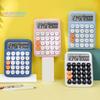 Desktop Calculator 12 Digits Big Round Flexible Buttons Candy Color Large LCD Display Battery Operated Finance Student Calculator Office Supplies