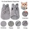 Вельветовый жилет-пальто для питомца с бантом на зиму, мягкая флисовая одежда для кошек для маленьких и средних собак, кошек, сфинксов, мейн-кунов, мопсов, наряды с D-кольцом