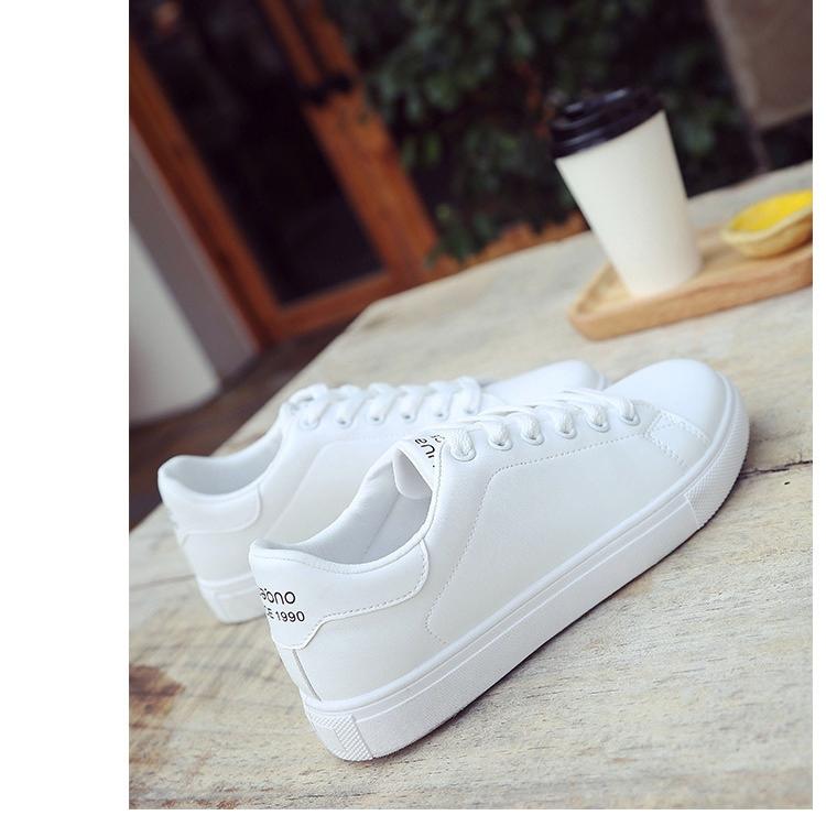 Летние белые туфли для студенток, на шнуровке, для занятий бордингом, на плоской подошве, для спорта, повседневная женская обувь 6608