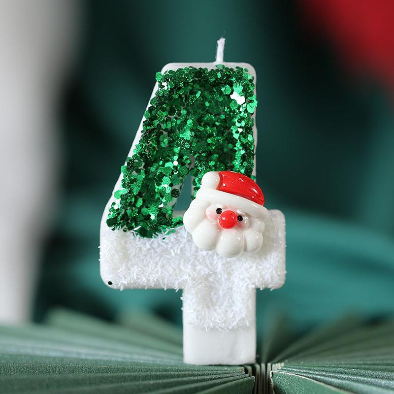 1 шт. 0-9 цифра для девочек свеча детская рождественская вечеринка торт топпер детский душ Санта-Клаус блестящая свадьба