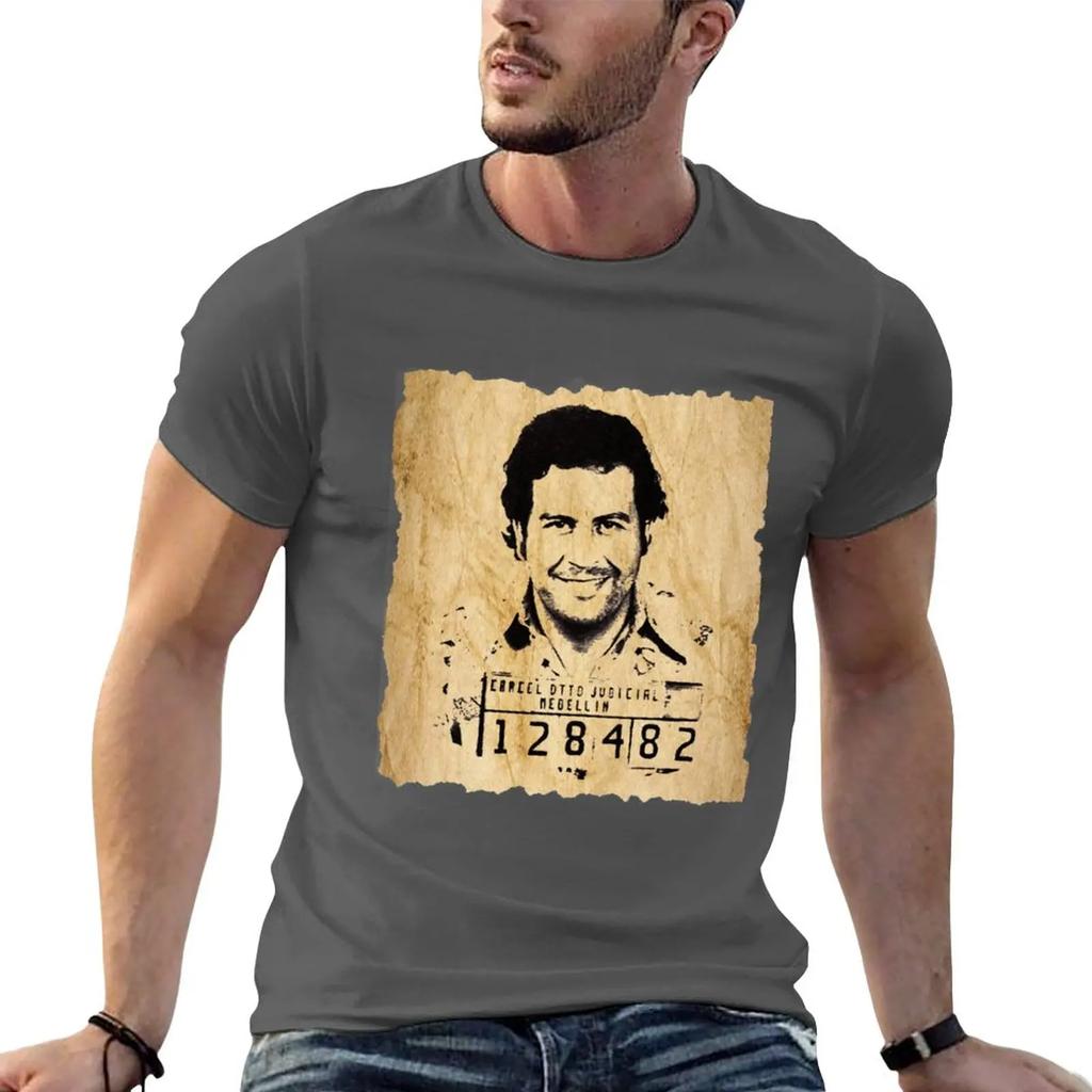 King Pablo Escobar old paper T-Shirt heavyweights customs plain graphic t-shirts
