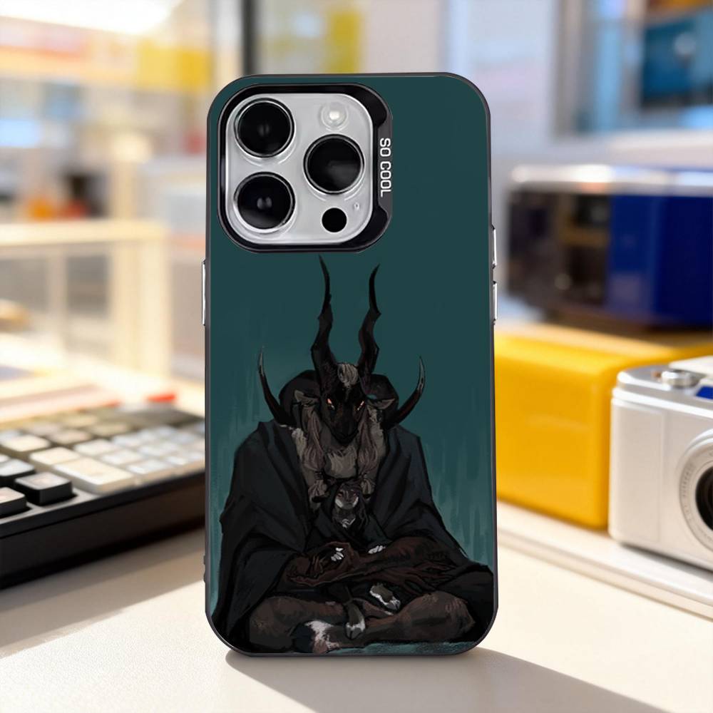 S-Сатанинская Адская Пентаграмма Чехол для Телефона Для iPhone 17,16,15,14,13,12,11,Pro,XS,Max,Plus,Mini,SE4,E IMD Матовый Черный