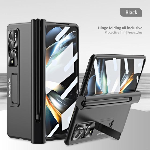 Дизайнерский чехол с держателем S Pen для телефона Samsung Galaxy Z Fold 4 5g Fold3 Fold 4 Zfold4 Fold 3, пленочный чехол из закаленного стекла