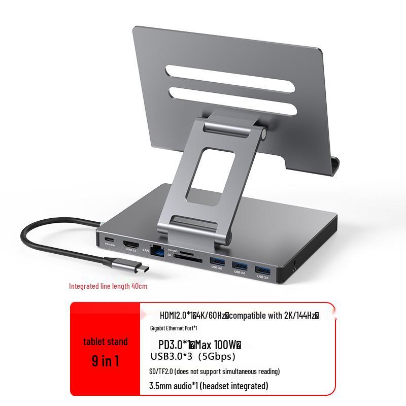 Док-станция 4K60Hz USB-C с Gigabit Ethernet, конвертером USB 3.2 и вращающейся подставкой для телефонов и планшетов