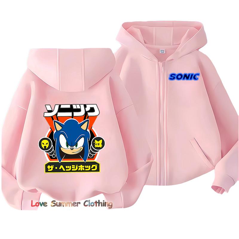 Худи для мальчиков на молнии ежик для девочек осенняя куртка с капюшоном на молнии sonic осень тень пуловер повседневное худи размер 100-160