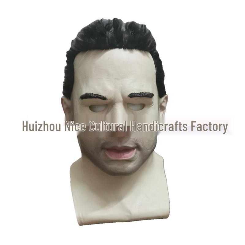 Crying Child Latex Mask with Wig - Handsome Guy Style Halloween Old Man and Young Person Face Mask