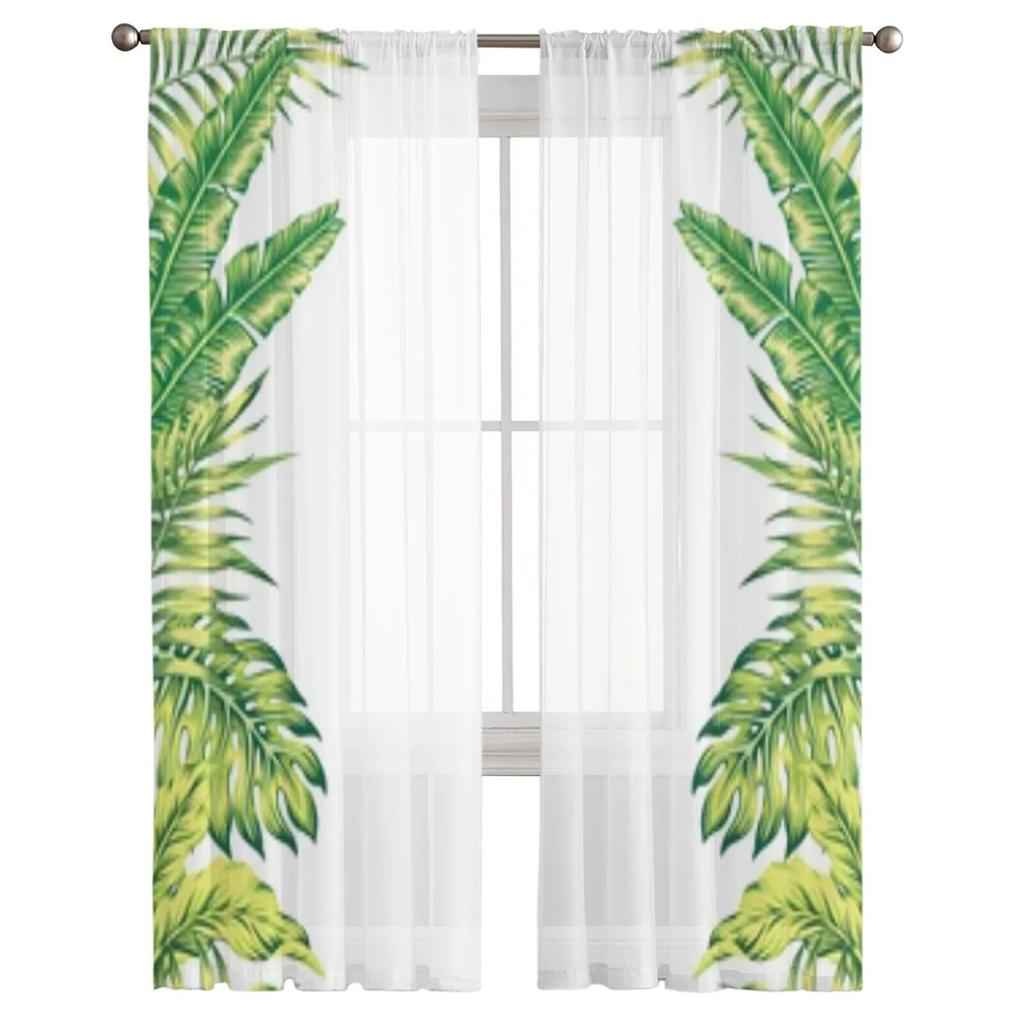 Тропические растения фон тюлевая оконная занавеска для гостиной спальни вуаль прозрачные шторы кухонные шторы
