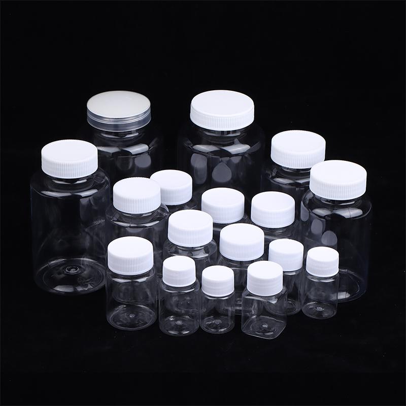 15-500Ml Transparent Plastic Bottle Wide Mouth Medicine Bottle With Screw Lid Seal Vials Liquid Reagent Container Food Grade