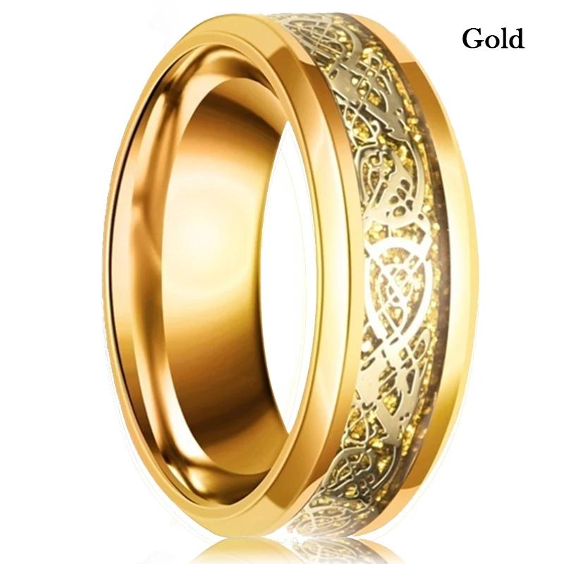 Vintage CopperColor Titanium Stainless Steel Rings for Men Black Carbon Fiber Ring Wedding Jewelry Christmas Gift Accessories