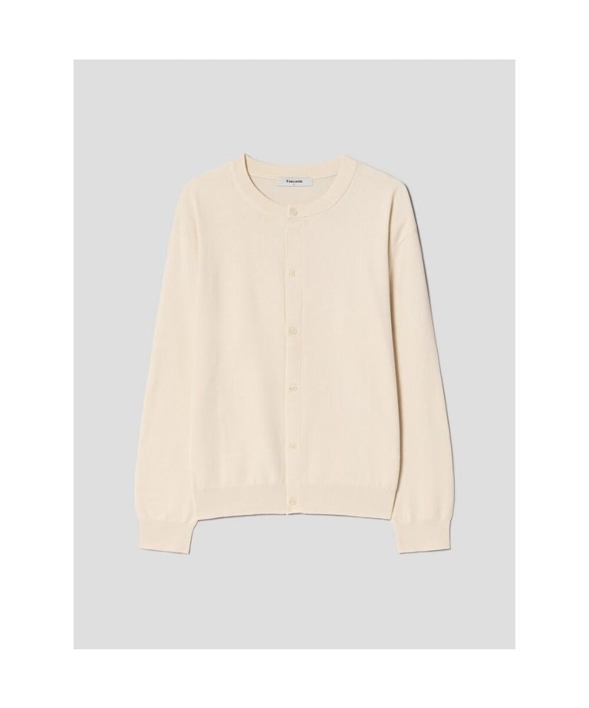 8SECONDS Cool Touch Cotton Round Cardigan Ivory